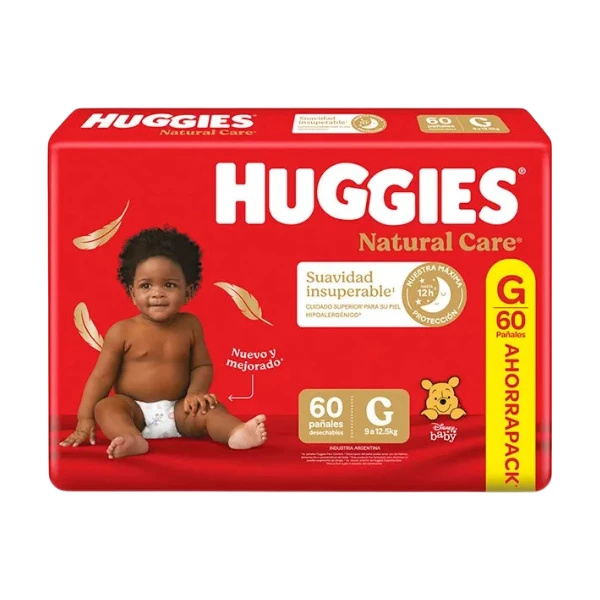 HUGGIES NATURAL CARE  X 60 CON TOALLITA